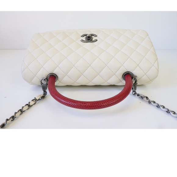 Chanel Coco Large, Ivory Caviar Leather, Exotic Handle, Preowned in Dustbag - Picture 7 of 16